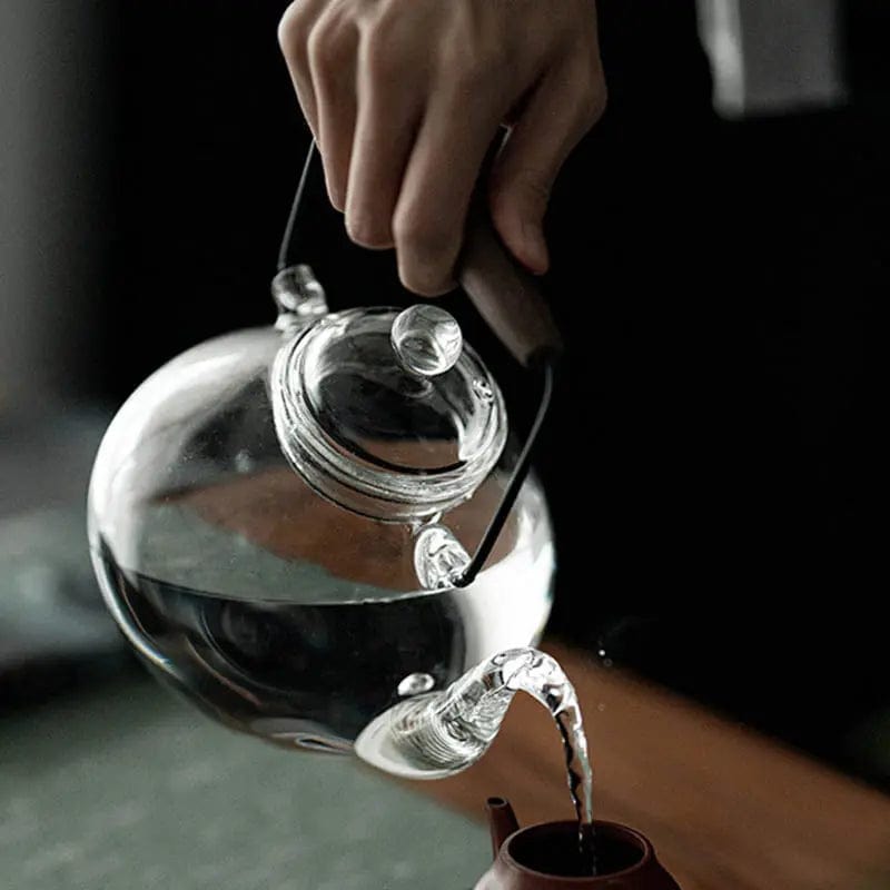 Japanese Pear-Shaped Glass Teapot 1L