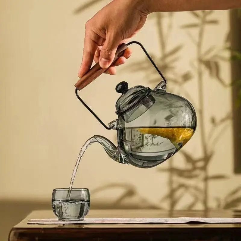 Japanese Pear-Shaped Glass Teapot 1L