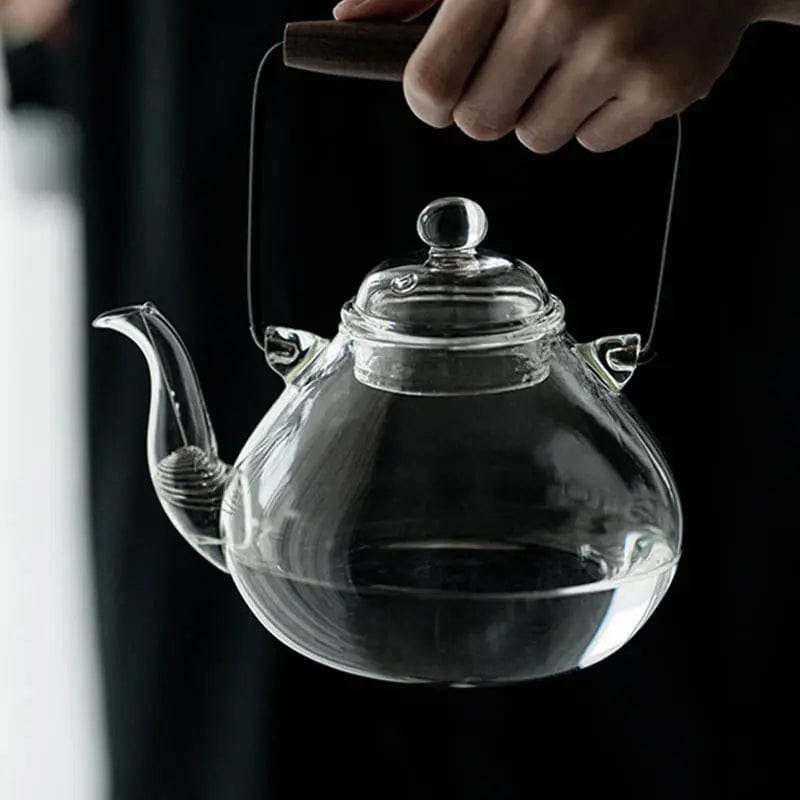 Japanese Pear-Shaped Glass Teapot 1L