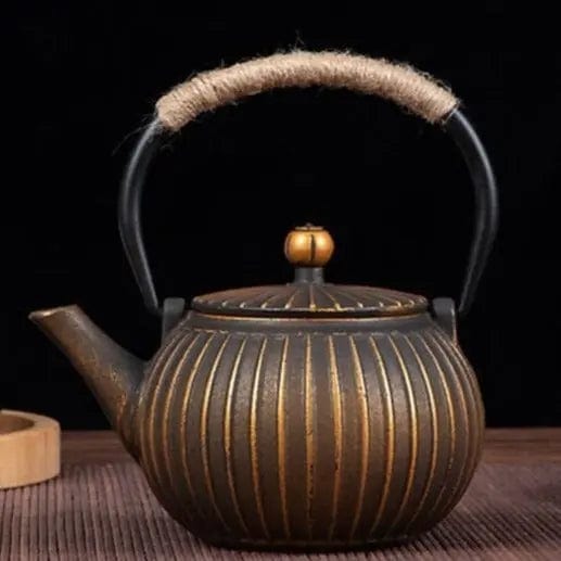 Japanese Round Gold Cast Iron Teapot 600ML