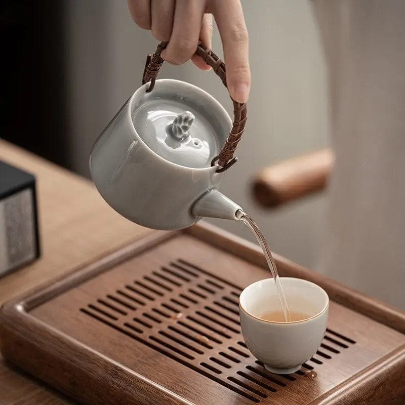 Japanese Tall Gray Porcelain Teapot 200 ml