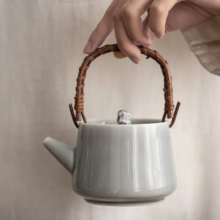 Japanese Tall Gray Porcelain Teapot 200 ml