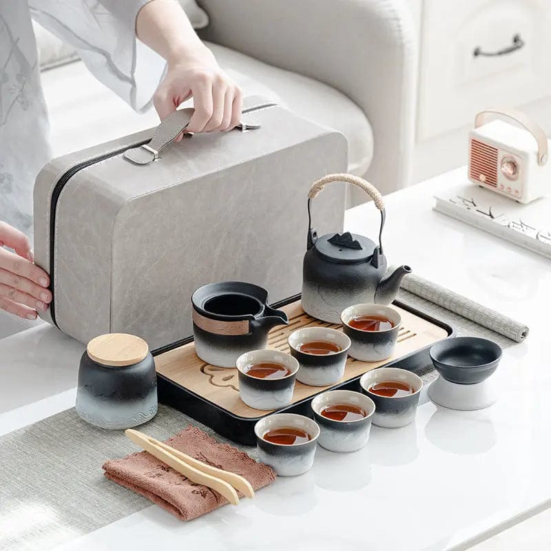 Japanese Tea Set with Landscape Motifs