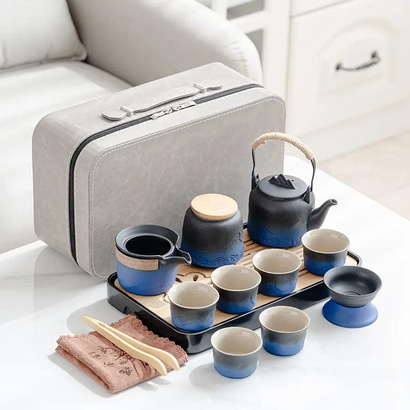 Japanese Tea Set with Landscape Motifs