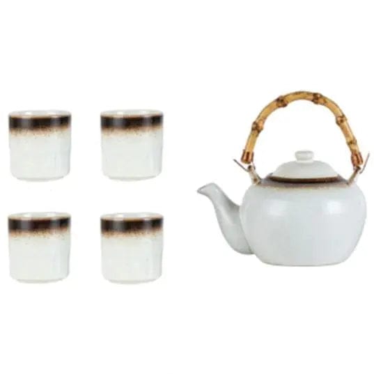 Japanese White Ceramic Bamboo Teapot 500ML