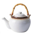Japanese White Ceramic Bamboo Teapot 500ML