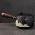 Kyusu Japanese Teapot in Black Ceramic with Design 320ml