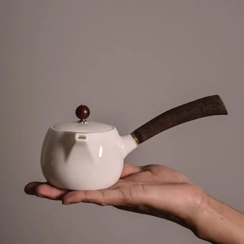 Kyusu White Ceramic Japanese Teapot 200ml