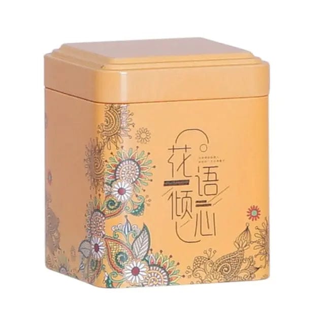 Metal Tea Box in the Shape of an Orange and Flowers
