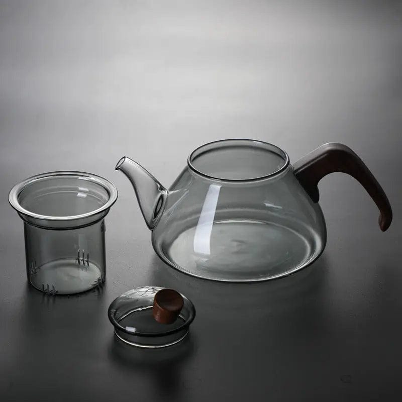 Minimalist Design Glass Teapot with Wood 600 ml