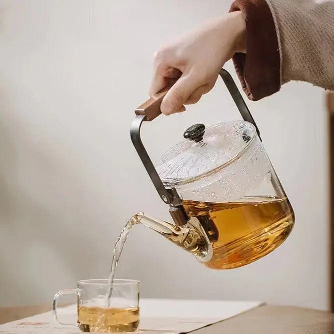 Modern Clear Glass Teapot, 1 Liter