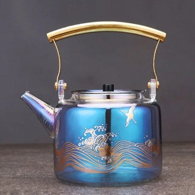 Ocean-Colored Glass Teapot, 1 Liter