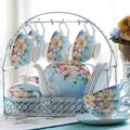Original English Porcelain Tea Set with Carrying Rack – Teapot 1.4L and 6 Cups
