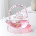 Pink Glass Teapot with Butterfly 700ml