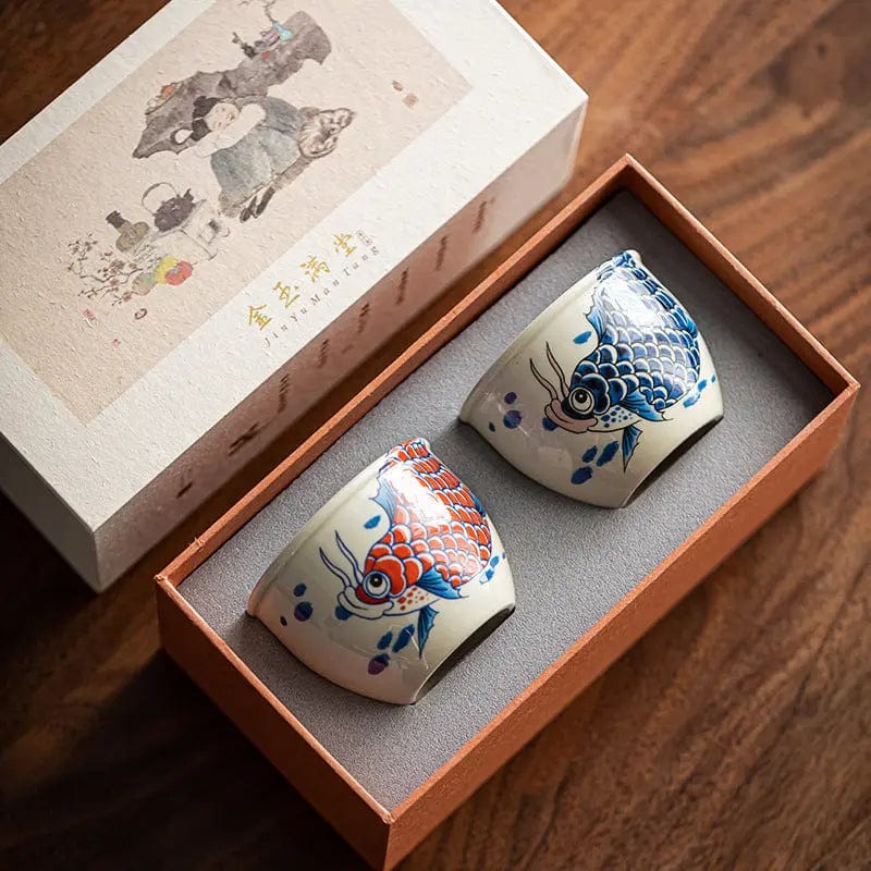 Porcelain Teacup with Carp Pattern 120 ml