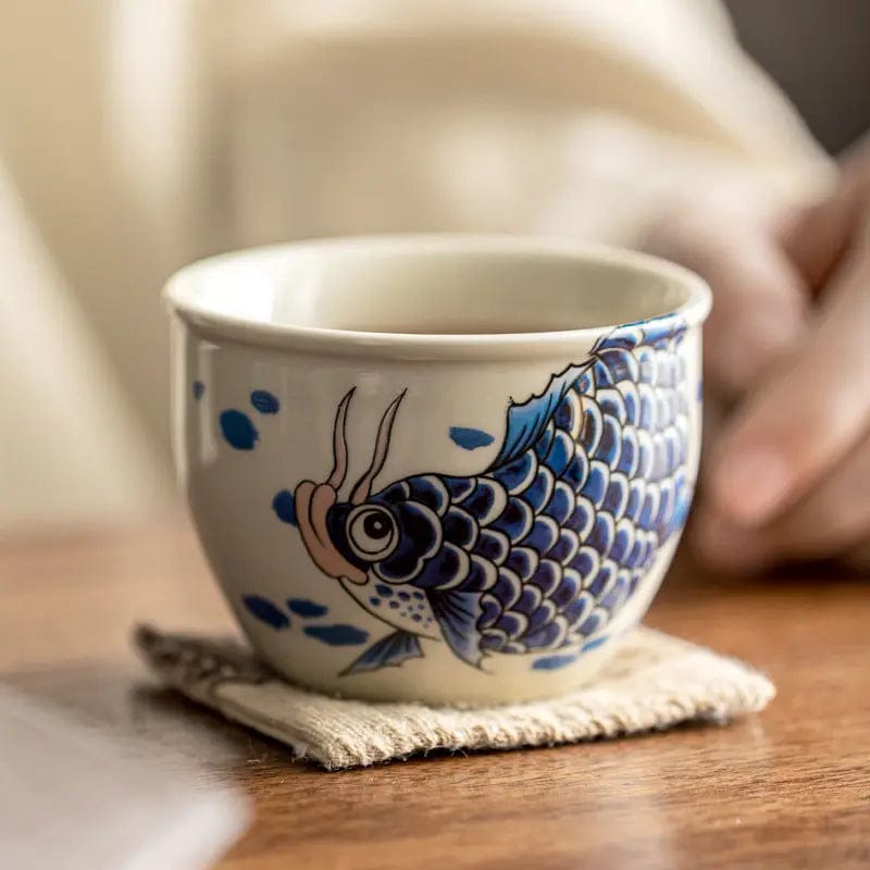 Porcelain Teacup with Carp Pattern 120 ml