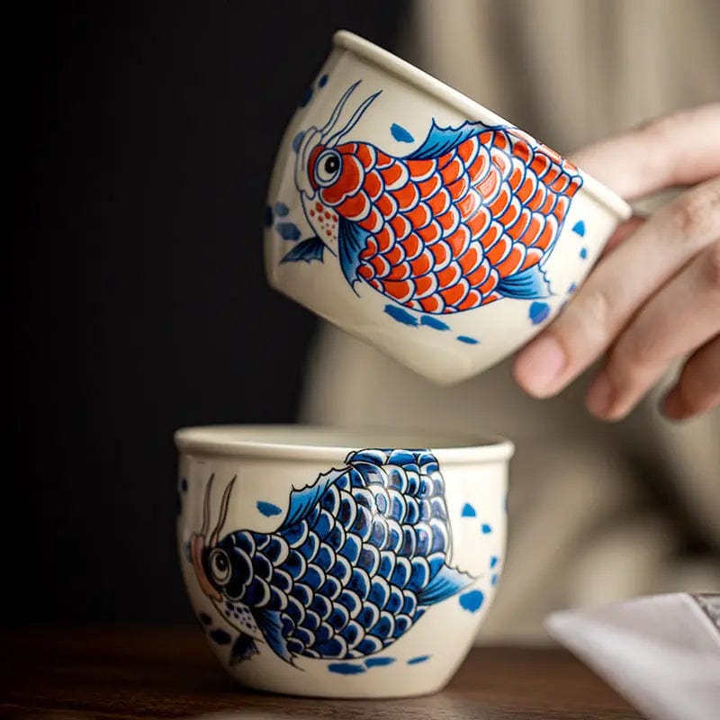 Porcelain Teacup with Carp Pattern 120 ml