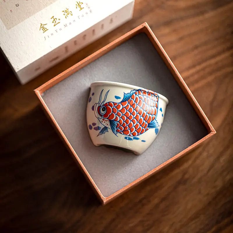 Porcelain Teacup with Carp Pattern 120 ml