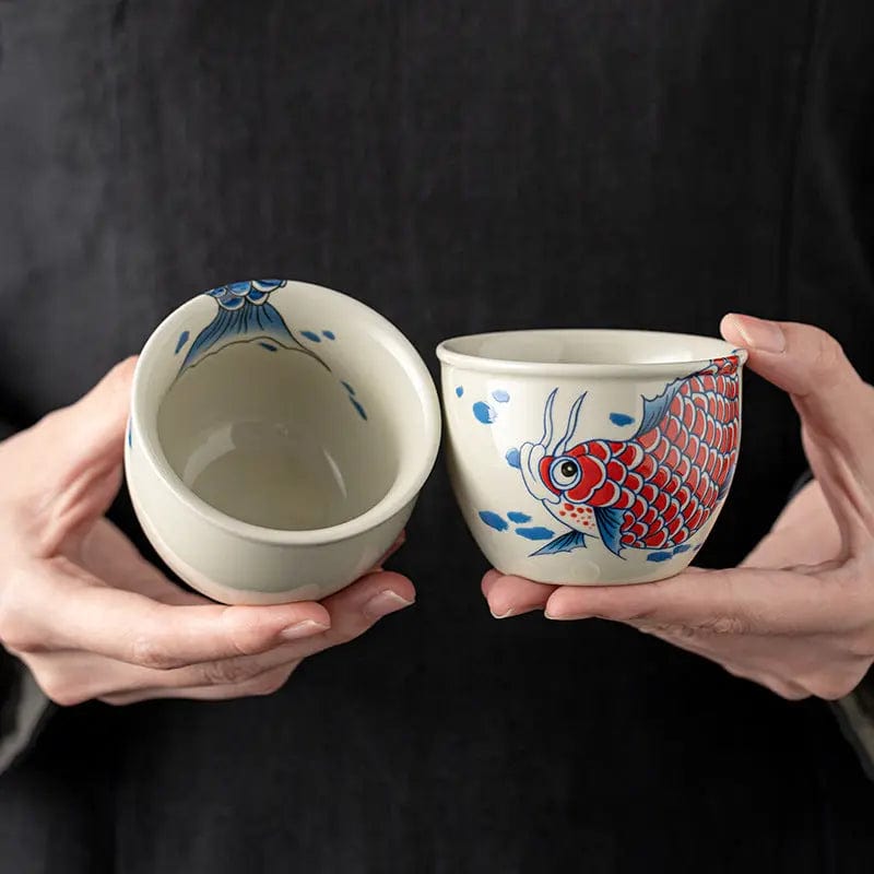 Porcelain Teacup with Carp Pattern 120 ml