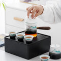 Portable Japanese Ceramic Tea Set with Carrying Bag – Teapot 300 ml and 4 Cups