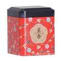 Red Metal Tea Box with Chinese Symbols