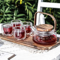 Scandinavian Glass and Acacia Wood Tea Set, 600 ml
