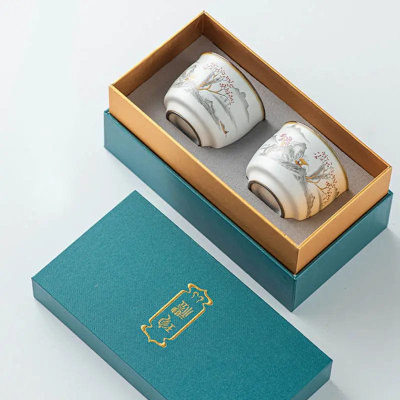 Set of 2 Ceramic Tea Cups 95ml