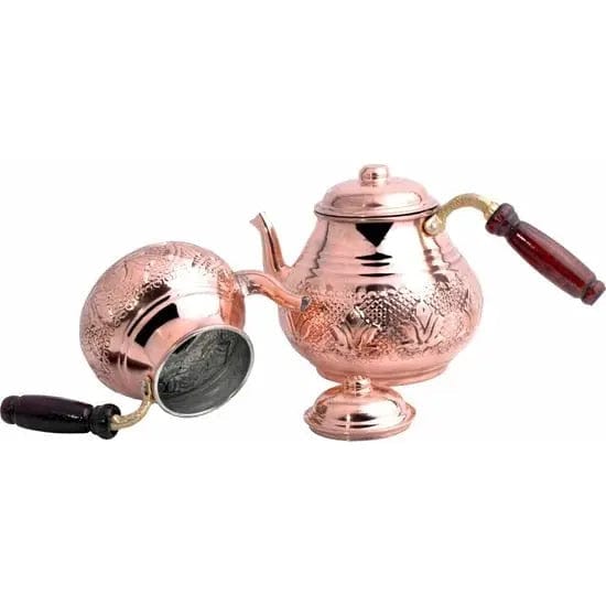 Turkish Copper Teapot with Double Layer and Patterns