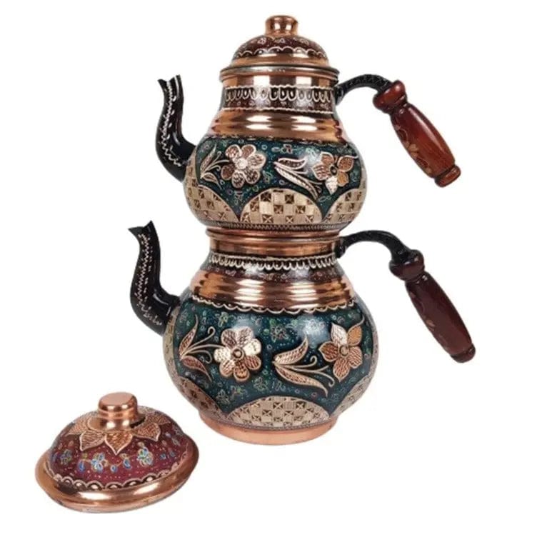 Turkish Double-Layered Copper Flower Teapot