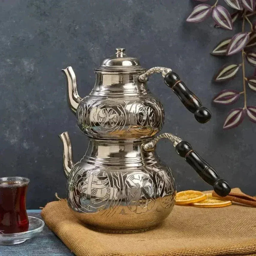 Turkish Silver Double-Layered Copper Teapot