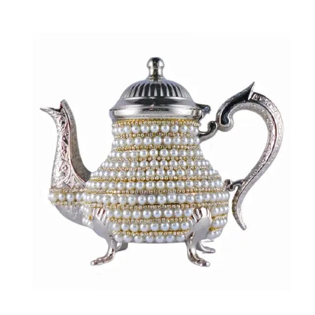 Turkish Zinc Teapot with Swarovski Crystals and Pearls, 1 Liter
