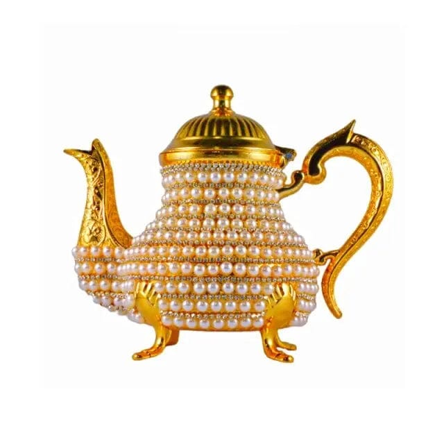 Turkish Zinc Teapot with Swarovski Crystals and Pearls, 1 Liter