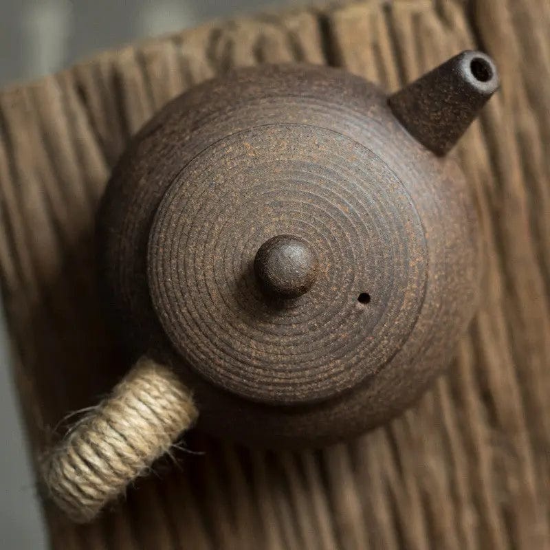 Vintage Chinese Round Teapot Made of Earthenware and Ceramic, 200 ml