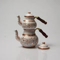 White Turkish Double-Layered Copper Teapot 1.6L + 900 ml